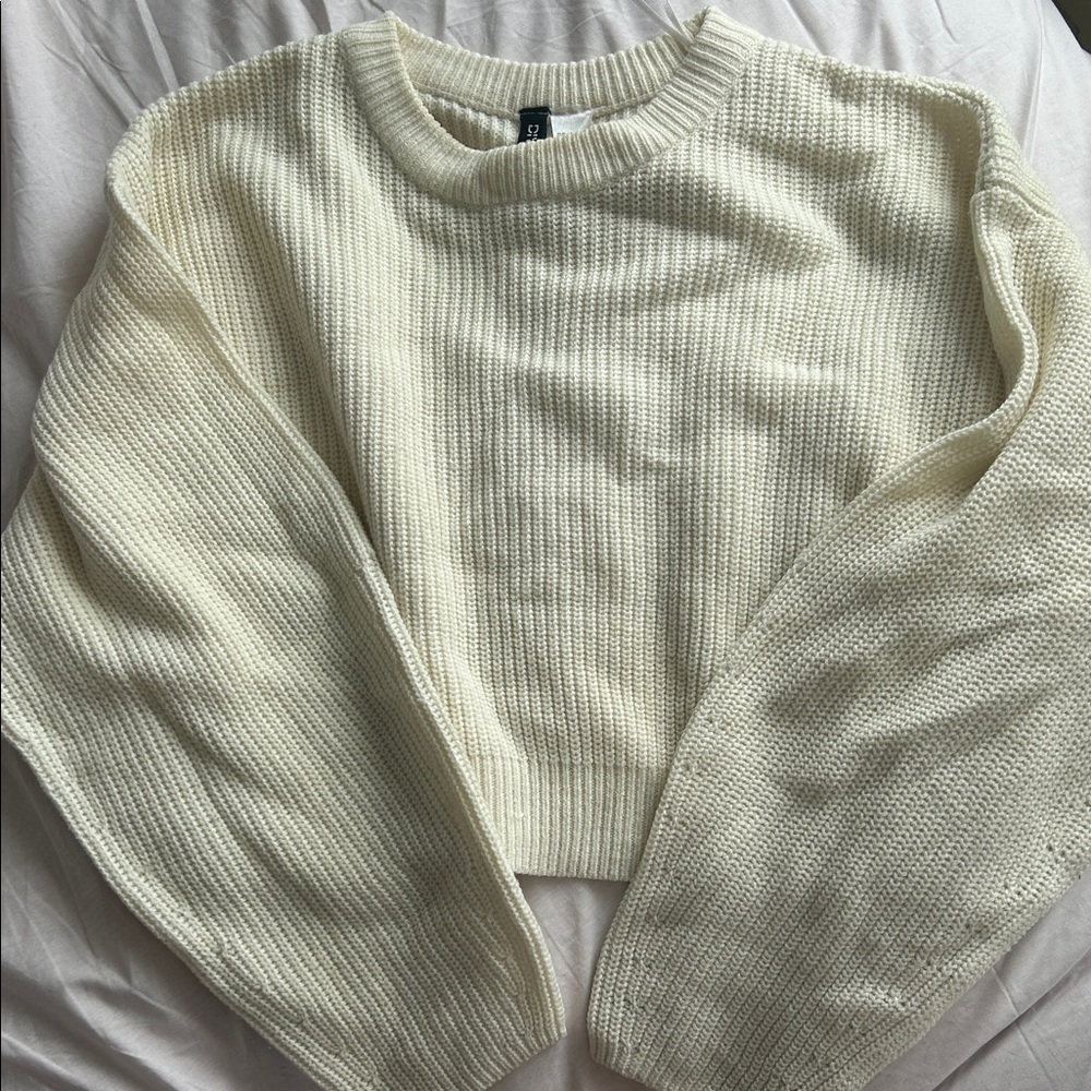Cream Knit Cropped Sweater